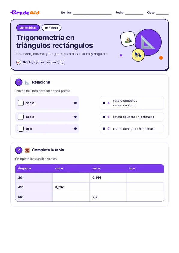 Página 1 de Trigonometría en triángulos rectángulos