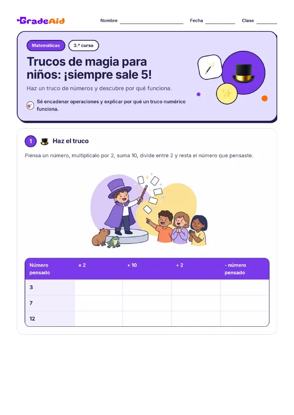 Página 1 de Trucos de magia para niños: ¡siempre sale 5!