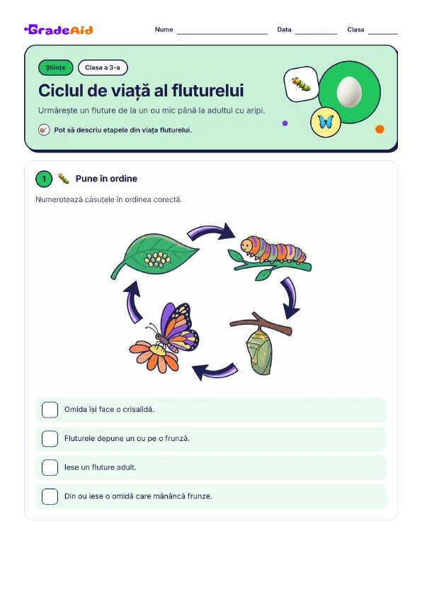 Pagina 1 din Ciclul de viață al fluturelui