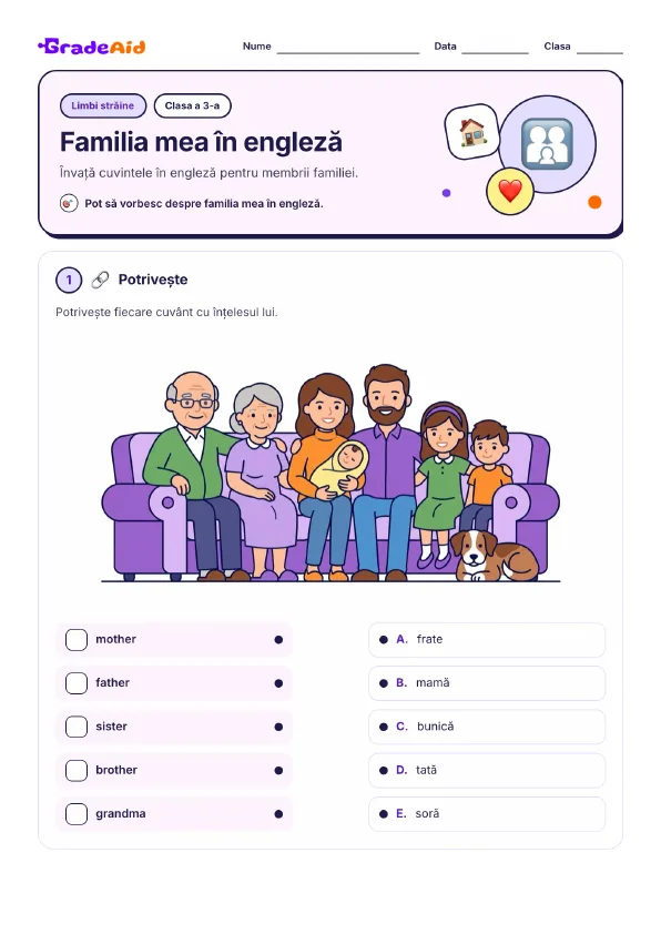 Pagina 1 din Familia mea în engleză