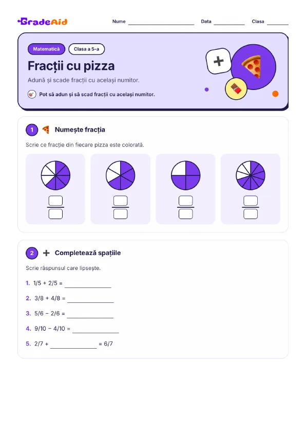 Pagina 1 din Fracții cu pizza