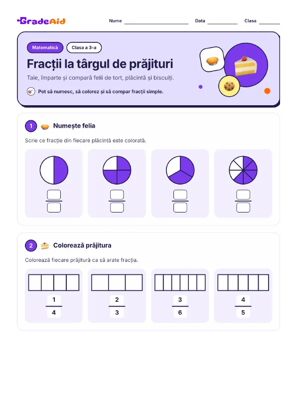 Pagina 1 din Fracții la târgul de prăjituri