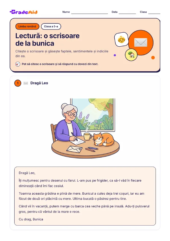 Pagina 1 din Lectură: o scrisoare de la bunica
