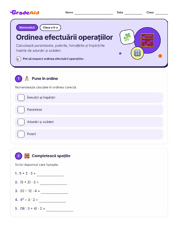 Pagina 1 din Ordinea efectuării operațiilor