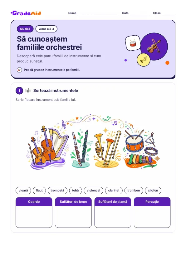 Pagina 1 din Să cunoaștem familiile orchestrei