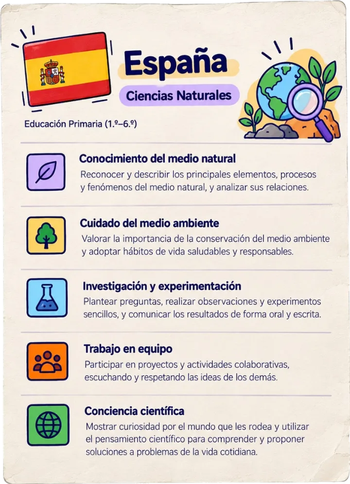 Curriculum goals: España, Ciencias Naturales, Educación Primaria