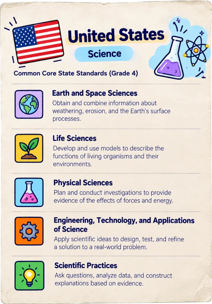 Curriculum goals: United States, Science, Grade 4