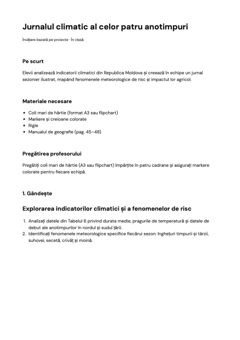 Project: Jurnalul climatic al celor patru anotimpuri