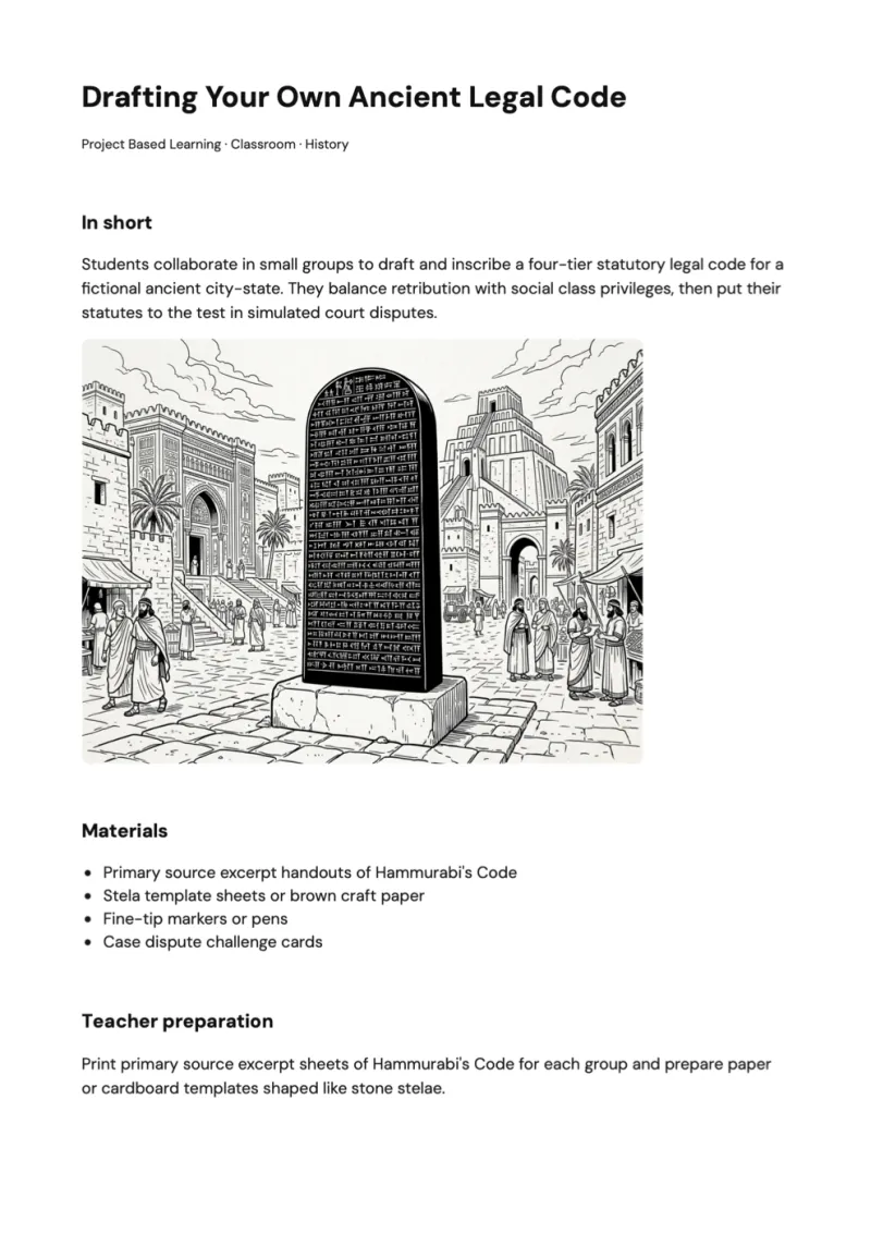 Project: Drafting Your Own Ancient Legal Code