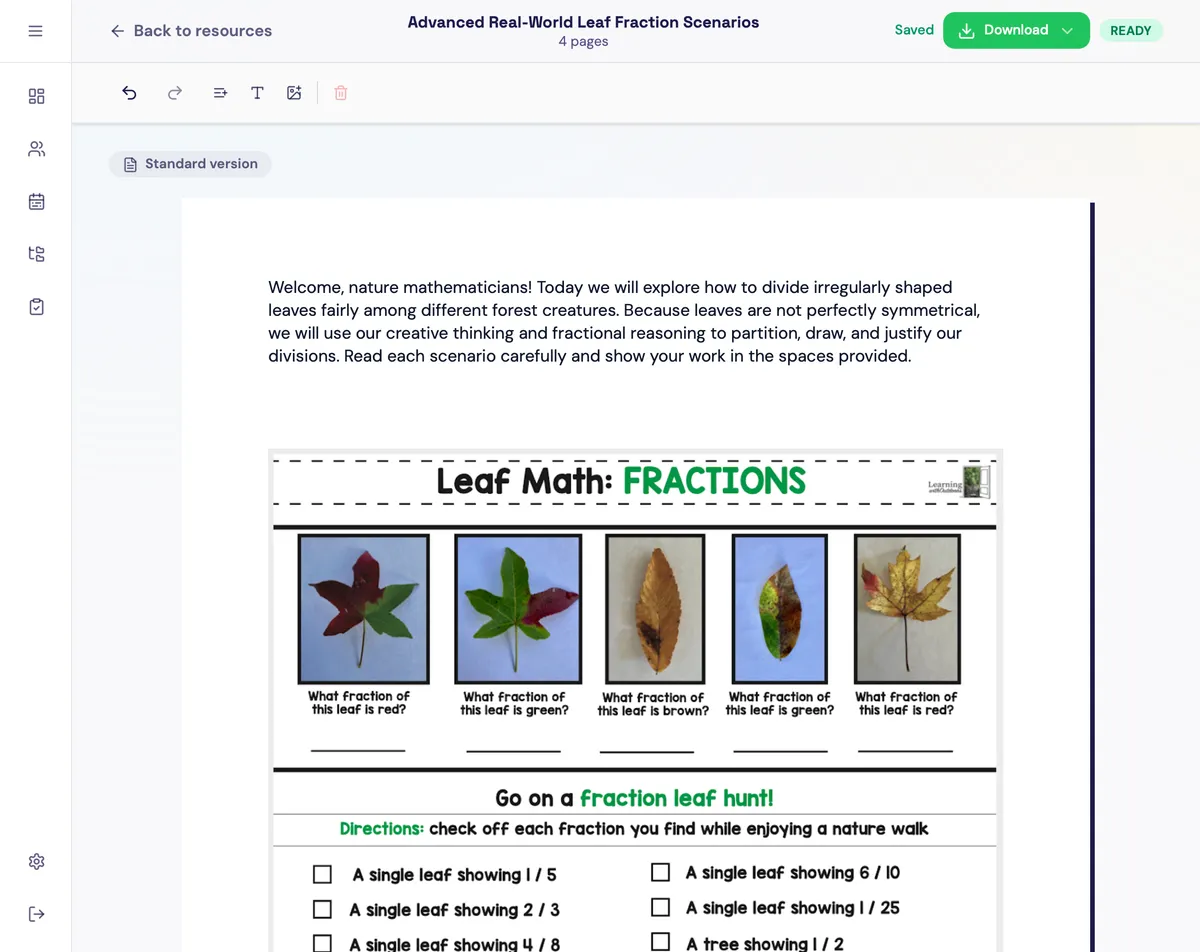 One worksheet, personalised for every student, sent as homework